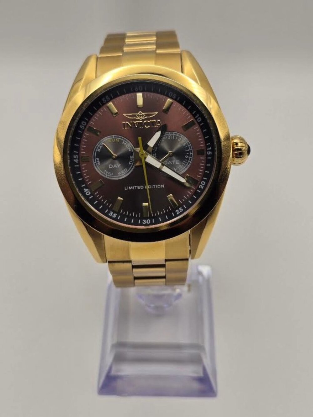 Invicta Speedway Poseidon 14710 Limited Edition Gold Multi-Function Watch NOS